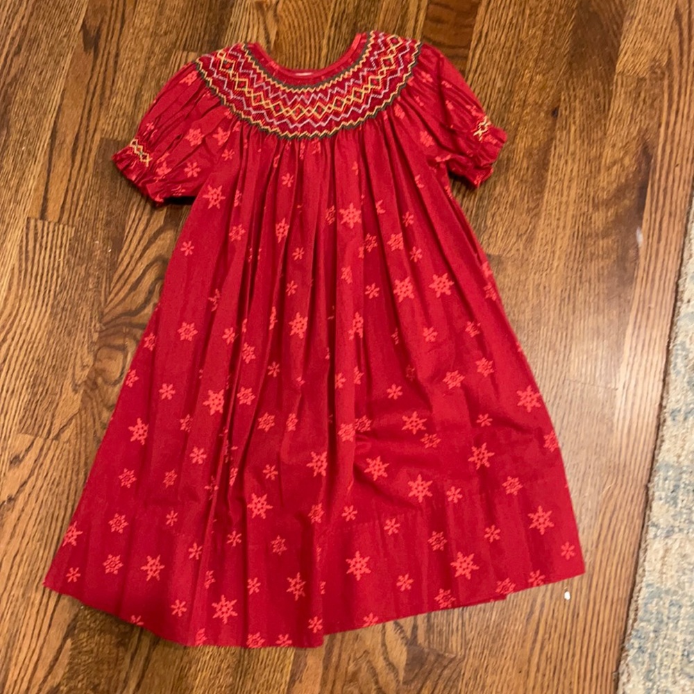 Rosalina Smocked Dress Christmas Snowflakes size 4